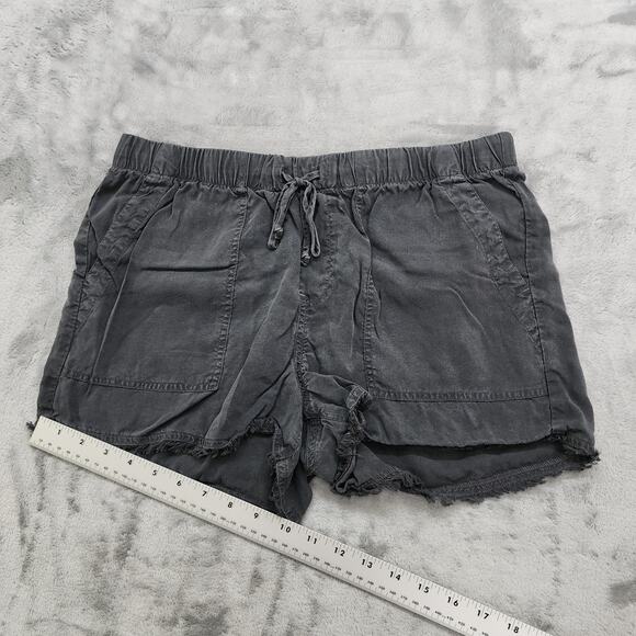 Bella Dahl Shorts Womens M Black Soft Drawstring Waist Frayed Hem Pockets Boho - Picture 9 of 10